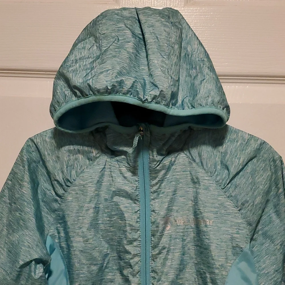 Free Country Zip Down Girls Hooded Light int Green Jacket - Size Medium (10-12)